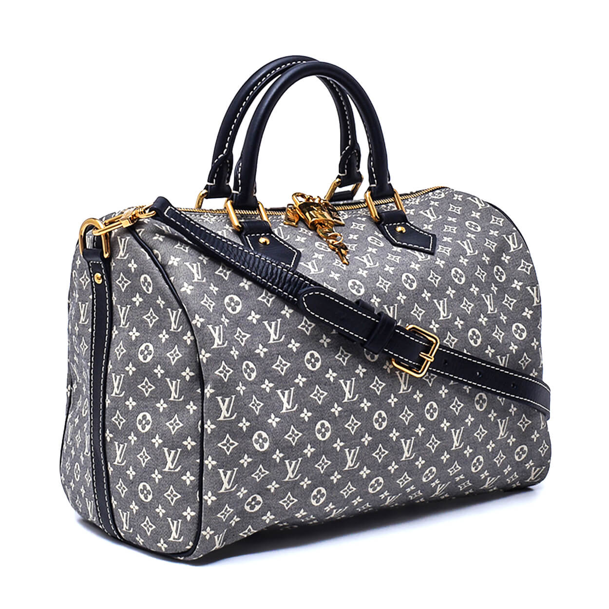 Louis Vuitton - Blue Monogram Mini Lin Speedy Bandouliere 30 Bag